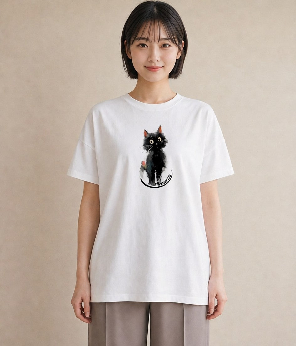 グラフィックTシャツ レディース 猫好き 猫 ねこ イラスト ユニーク ミセス 春コーデ 白T YMAZO