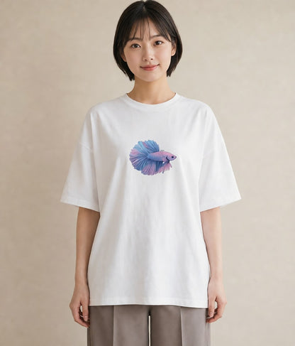 プリントTシャツ レディース 熱帯魚 ペット 動物 イラスト モード 敬老の日 ホワイトデー 白T YMAZO