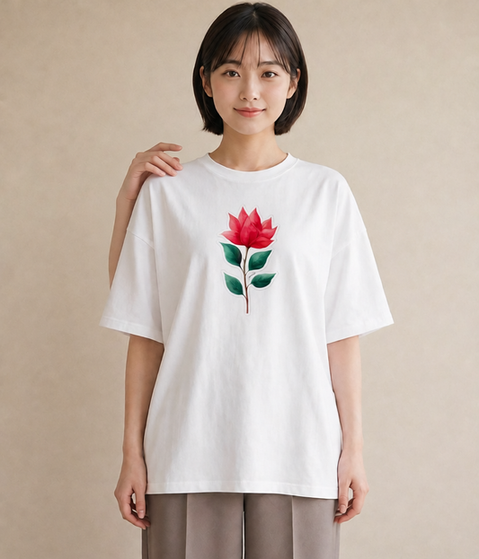 半袖Tシャツ レディース 花 花柄 イラスト ポップ お出かけ 普段着 白T YMAZO