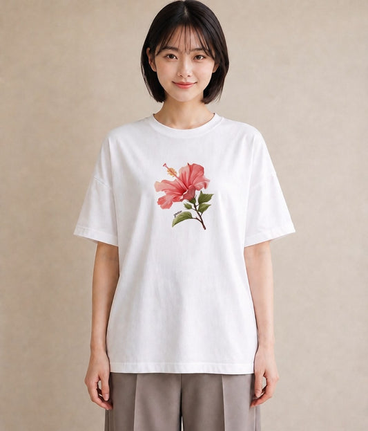 プリントTシャツ レディース カーネーション 花 花柄 イラスト ゆるコーデ 帰省 ラフ 白T YMAZO