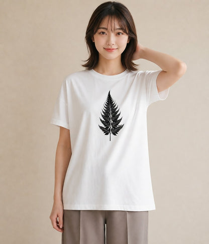 半袖Tシャツ レディース シダ 植物 ボタニカル イラスト カフェ巡り 女子会 白T YMAZO