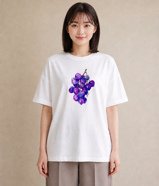 半袖Tシャツ レディース ブルーベリー 食べ物 フード イラスト ユニーク ペアコーデ 秋コーデ 白T YMAZO