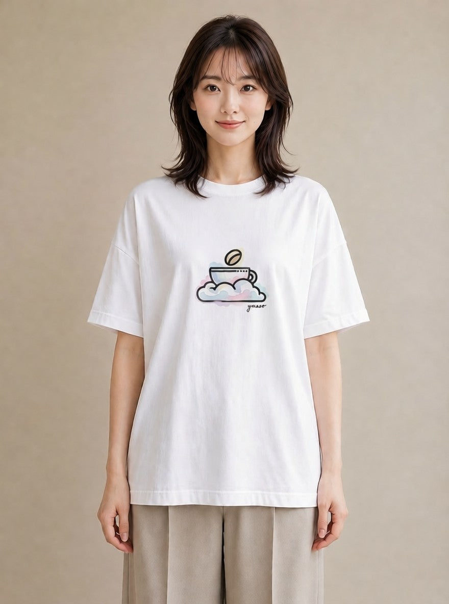 Tシャツ レディース コーヒー カフェ 珈琲 イラスト カフェコーデ クリスマス 旅行 白T YMAZO