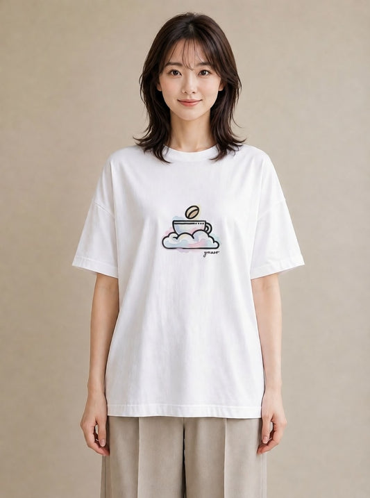 Tシャツ レディース コーヒー カフェ 珈琲 イラスト カフェコーデ クリスマス 旅行 白T YMAZO
