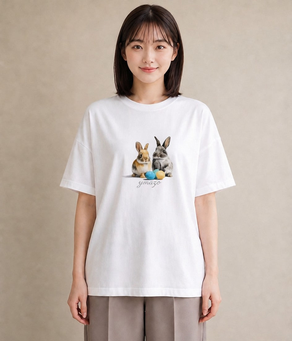 Tシャツ レディース ネザーランドドワーフ ペット 動物 イラスト アート風 おしゃれギフト 社会人 白T YMAZO