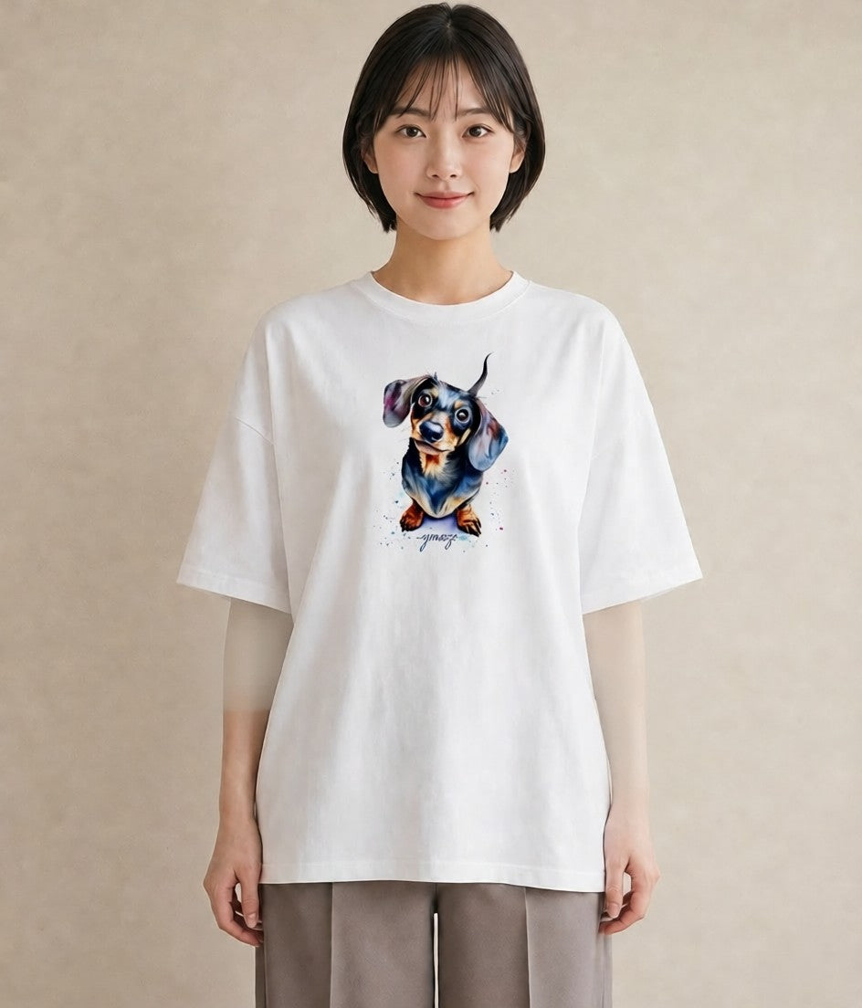 プリントTシャツ レディース 犬好き 犬 いぬ イラスト ラフ 送別ギフト 通勤 白T YMAZO