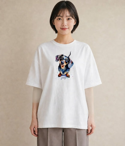 プリントTシャツ レディース 犬好き 犬 いぬ イラスト ラフ 送別ギフト 通勤 白T YMAZO