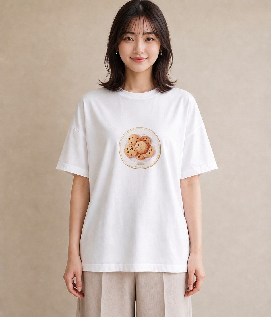 グラフィックTシャツ レディース ドーナツ 食べ物 フード イラスト 淡色 女性向けギフト 散歩 白T YMAZO