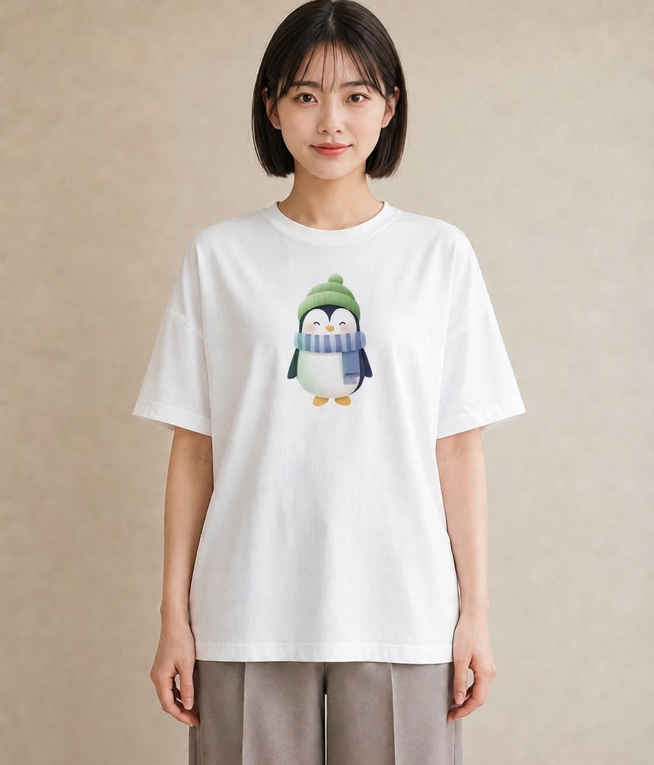 Tシャツ レディース ペンギン ぺんぎん 動物 アニマル イラスト ゆるコーデ 通学 誕生日プレゼント 白T YMAZO