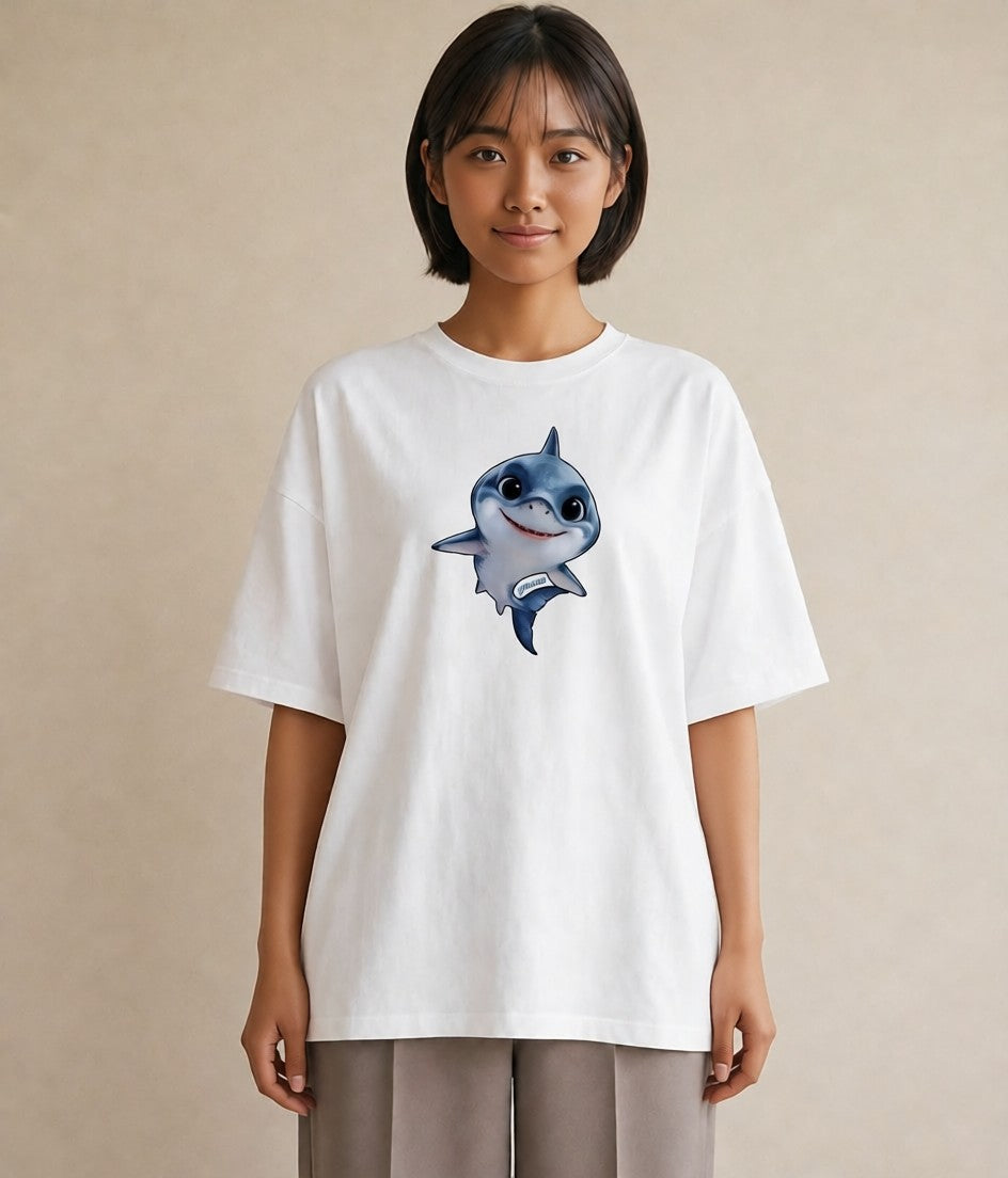 半袖Tシャツ レディース ジンベエザメ 海の生き物 海 イラスト 休日コーデ 通学 誕生日プレゼント 白T YMAZO