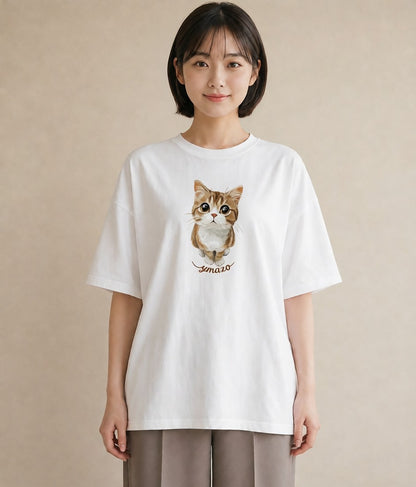 Tシャツ レディース 子猫 猫 ねこ イラスト モード 女性向けギフト 散歩 白T YMAZO
