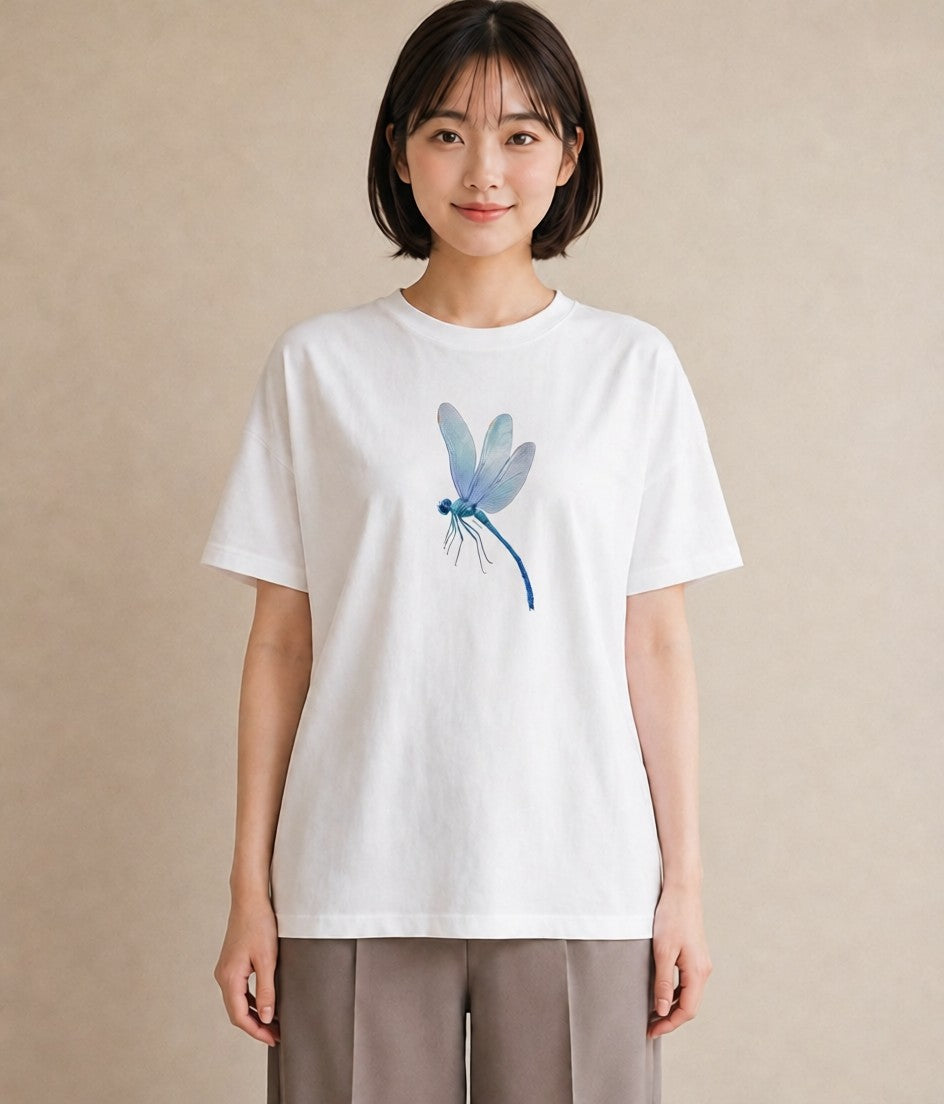 Tシャツ レディース とんぼ 昆虫 虫 イラスト 休日コーデ 部屋着 女性向けギフト 白T YMAZO