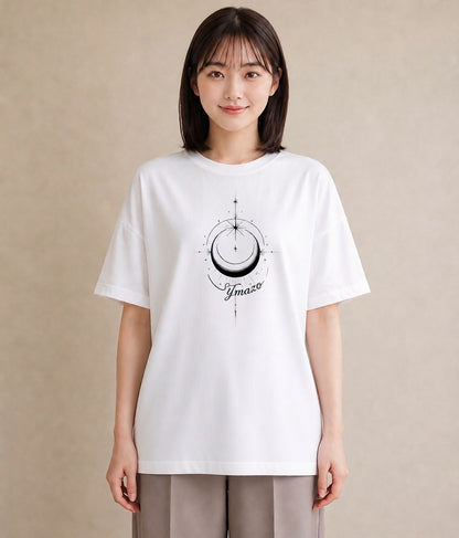 半袖Tシャツ レディース 月と星 星空 ムーン イラスト お洒落 買い物 夏コーデ 白T YMAZO