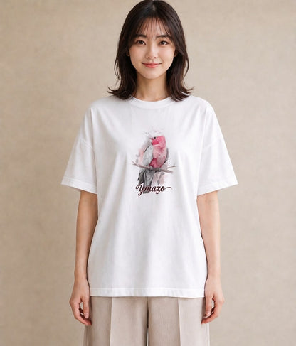 Tシャツ レディース オカメインコ ペット 動物 イラスト アート風 誕生日プレゼント 綿100 白T YMAZO