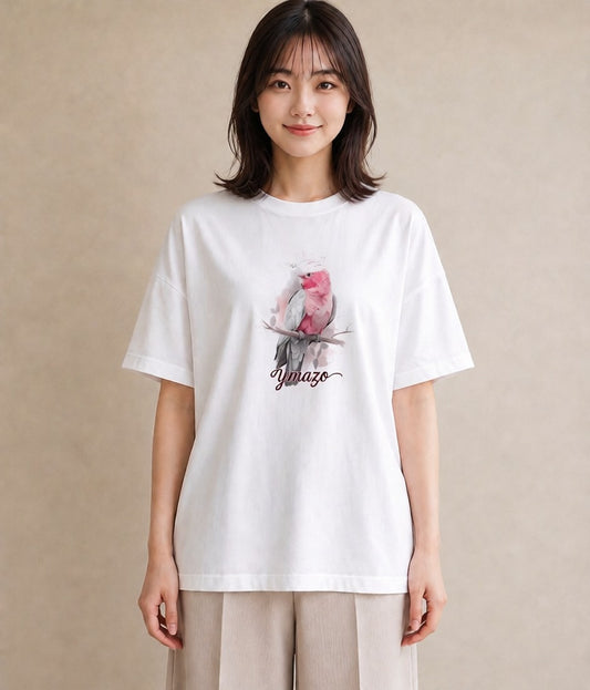 Tシャツ レディース オカメインコ ペット 動物 イラスト アート風 誕生日プレゼント 綿100 白T YMAZO
