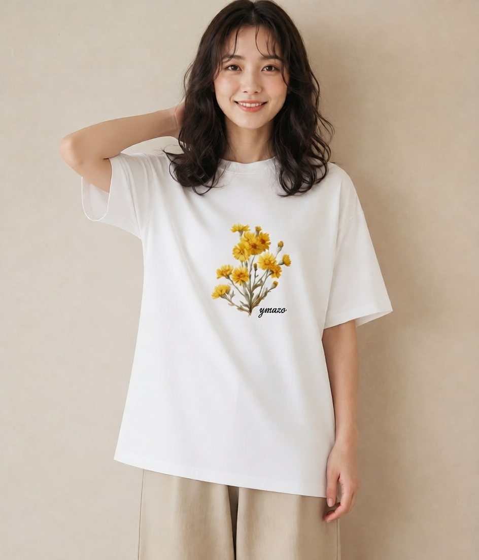 プリントTシャツ レディース たんぽぽ 花 花柄 イラスト 淡色 お出かけ 普段着 白T
