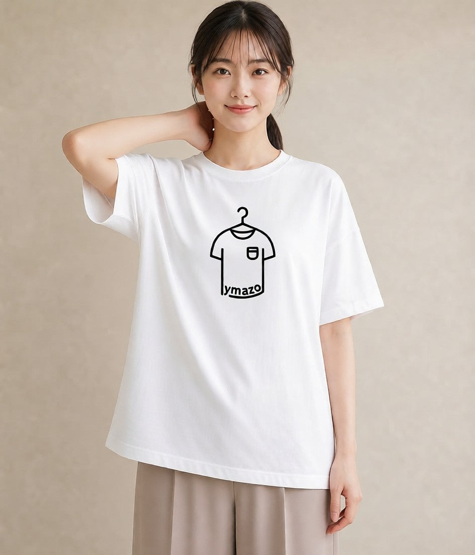 プリントTシャツ レディース パールピアス アクセサリー ナチュラル アンティーク イラスト 抜け感 海 カフェ巡り 白T YMAZO