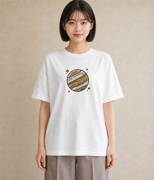 半袖Tシャツ レディース 惑星 星空 宇宙 イラスト レイヤード 友達ギフト 白T YMAZO