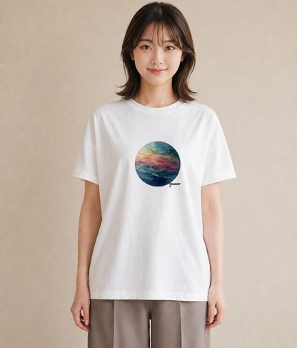 半袖Tシャツ レディース 蟹座 星空 宇宙 イラスト カジュアル 誕生日プレゼント 綿100 白T YMAZO
