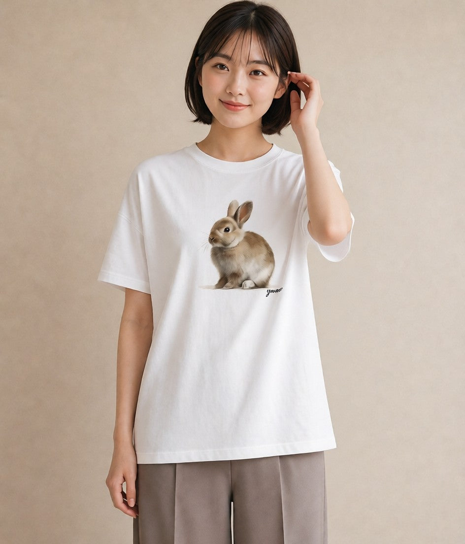 デザインTシャツ レディース デグー ペット 動物 イラスト きれいめカジュアル ミセス 春コーデ 白T YMAZO