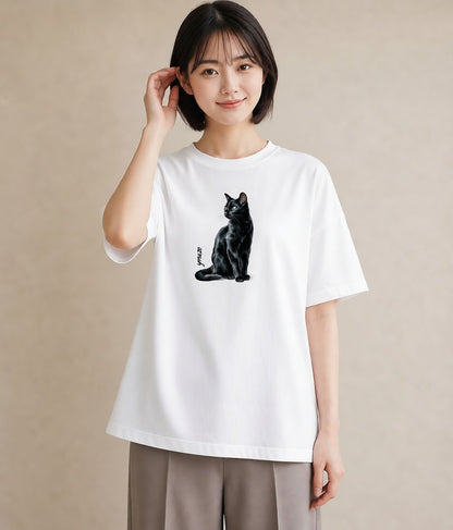 デザインTシャツ レディース 靴下猫 猫 ねこ イラスト ポップ お揃い 親子 白T YMAZO