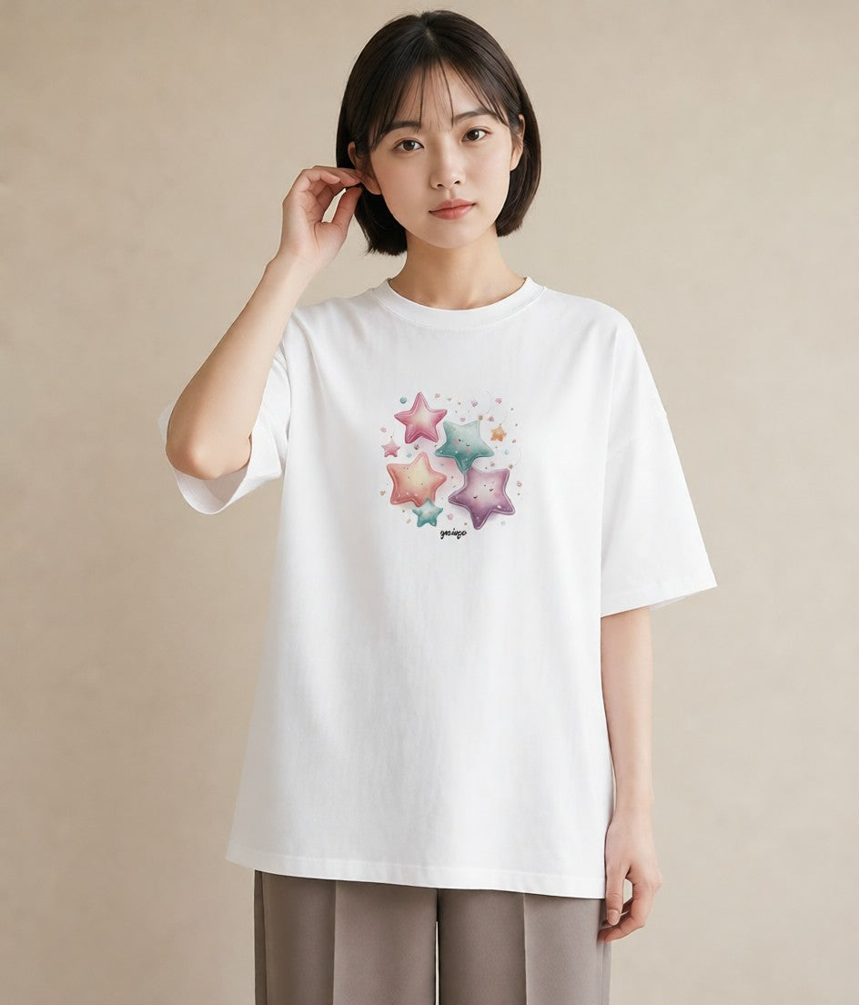 半袖Tシャツ レディース 乙女座 星空 宇宙 イラスト 手描き風 お出かけ 普段着 白T YMAZO