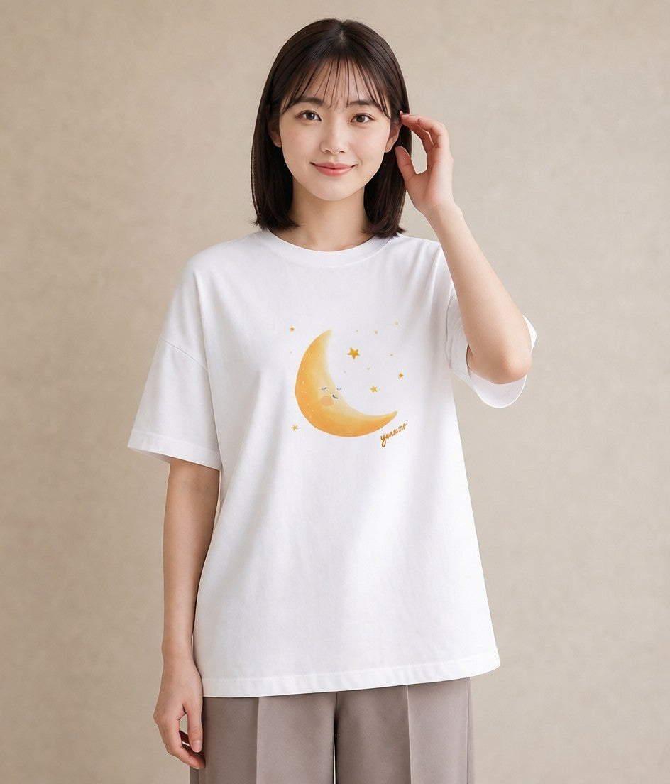 デザインTシャツ レディース 星空 宇宙 イラスト ルームウェア ギフト 白T YMAZO