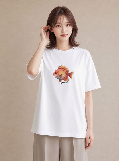 グラフィックTシャツ レディース ベタ ペット 動物 イラスト 旅行コーデ ビーチ デイリーウェア 白T YMAZO
