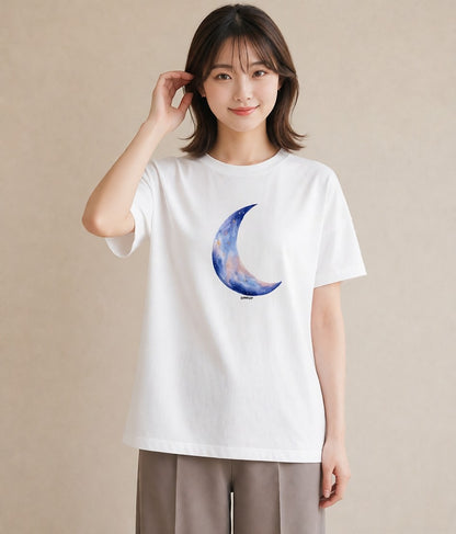 デザインTシャツ レディース 天秤座 星空 宇宙 イラスト シンプル 綿100 デート 白T YMAZO
