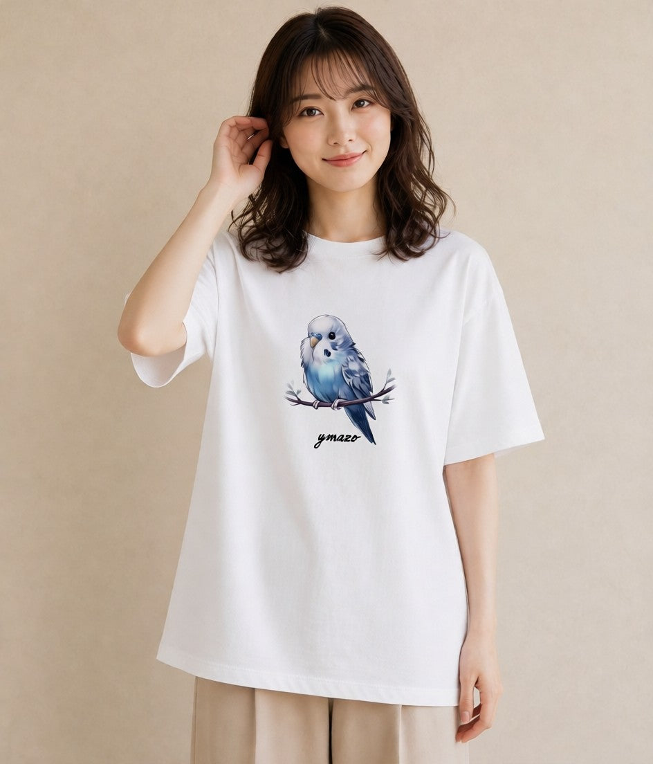 デザインTシャツ レディース オカメインコ ペット 動物 イラスト 北欧風 カジュアルコーデ 買い物 白T YMAZO