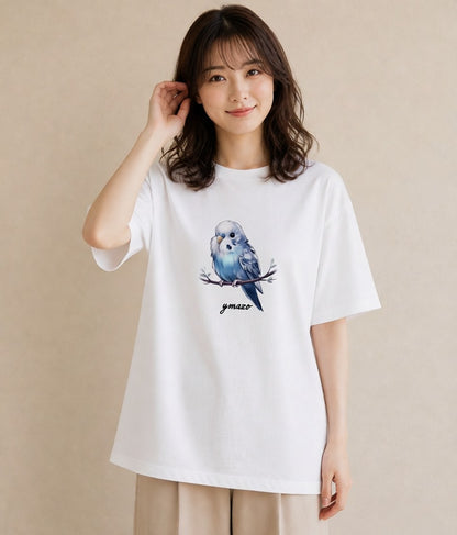 デザインTシャツ レディース オカメインコ ペット 動物 イラスト 北欧風 カジュアルコーデ 買い物 白T YMAZO
