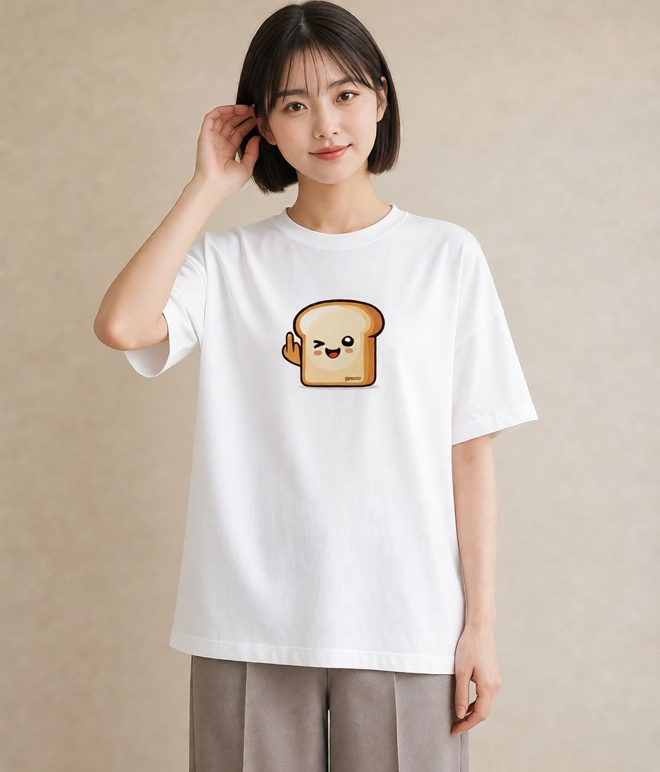 半袖Tシャツ レディース 食パン 食べ物 フード イラスト ガーリー ルームウェア ギフト 白T YMAZO