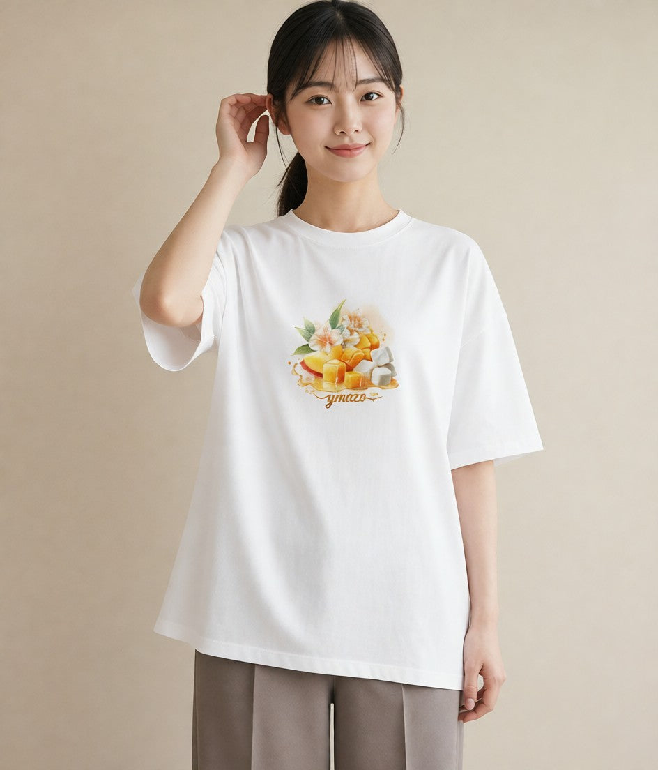 Tシャツ レディース パフェ 食べ物 フード イラスト 普段使い 旅行用 海 白T YMAZO