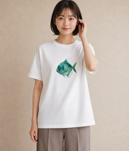 デザインTシャツ レディース 出目金 ペット 動物 イラスト フェミニン 敬老の日 ホワイトデー 白T YMAZO