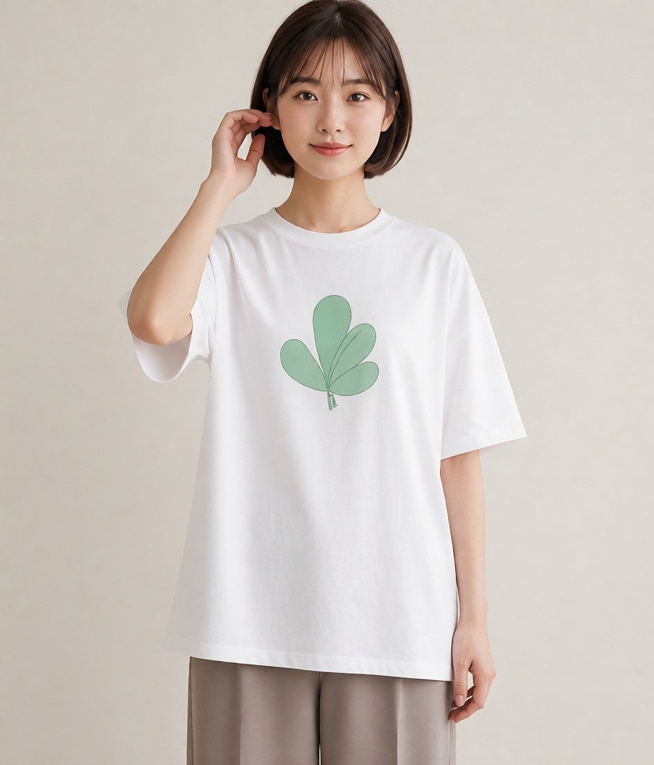 プリントTシャツ レディース つる 植物 ボタニカル イラスト 抜け感 母の日 ビーチ 白T YMAZO