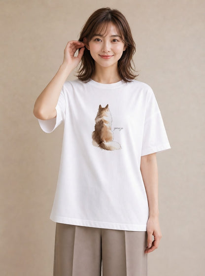 グラフィックTシャツ レディース 保護犬 犬 いぬ イラスト ラフ カジュアルコーデ 買い物 白T YMAZO