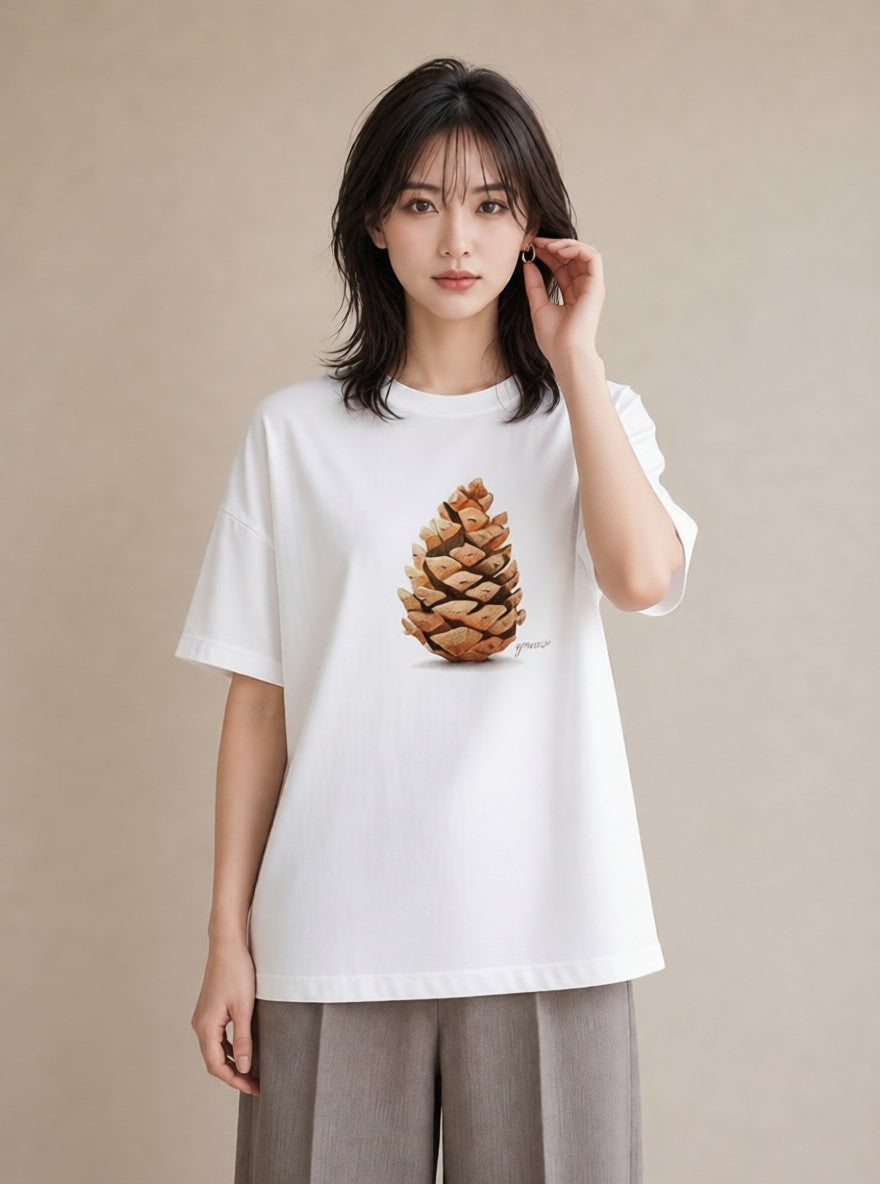 半袖Tシャツ レディース どんぐり 植物 ボタニカル イラスト 水彩風 女子会 お揃い 白T YMAZO
