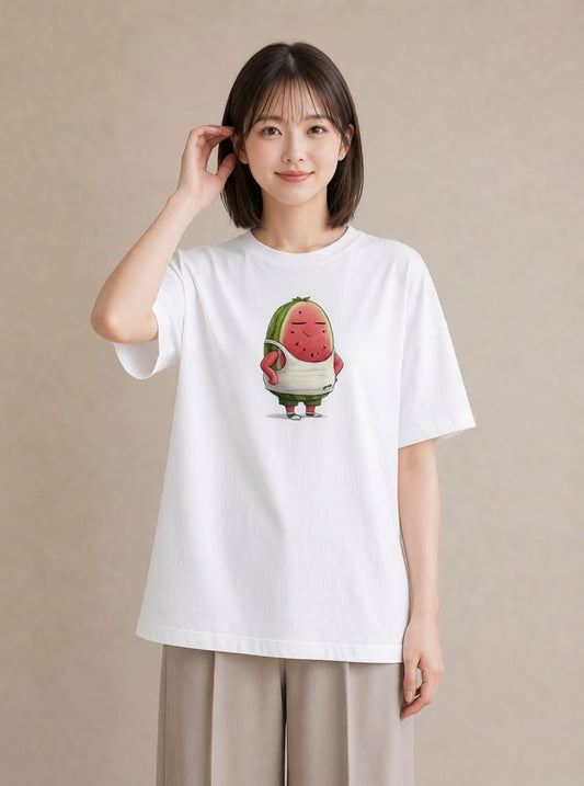 プリントTシャツ レディース すいか 食べ物 フード イラスト ボタニカル ルームウェア ギフト 白T YMAZO