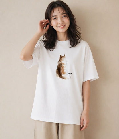 Tシャツ レディース 愛犬 犬 いぬ イラスト こなれ感 ギフト 母の日 白T YMAZO
