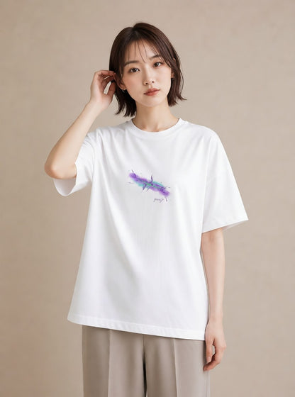 半袖Tシャツ レディース 双子座 星空 宇宙 イラスト フェミニン 週末コーデ 敬老の日 白T YMAZO