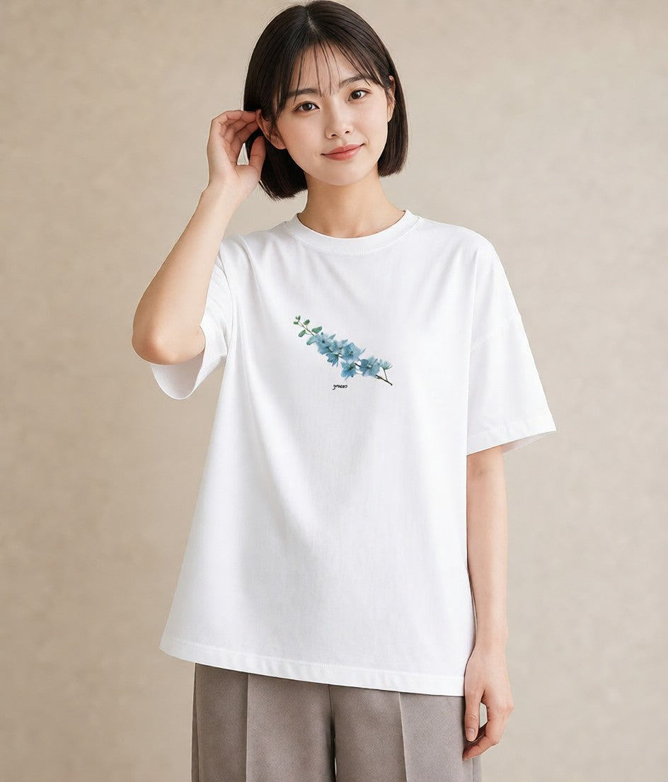 半袖Tシャツ レディース ポスト 野の花 レトロ ナチュラル アンティーク イラスト 淡色 敬老の日 ホワイトデー 白T YMAZO