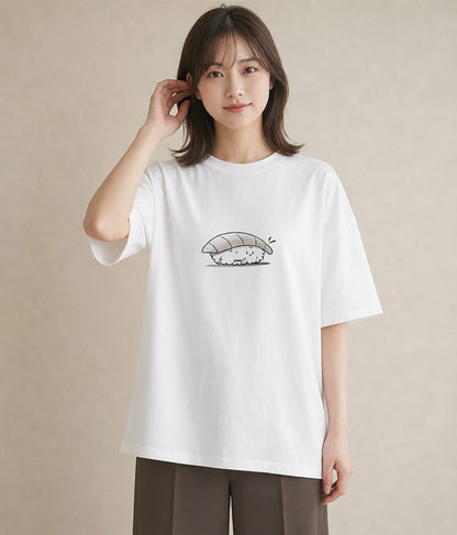半袖Tシャツ レディース おにぎり 食べ物 フード イラスト ラフカジュアル 敬老の日 ホワイトデー 白T YMAZO