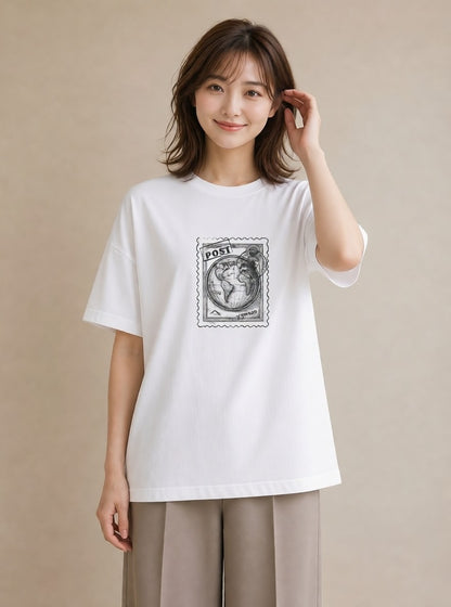 グラフィックTシャツ レディース 旅 トラベル スタンプ イラスト ポップ おしゃれギフト 社会人 白T YMAZO