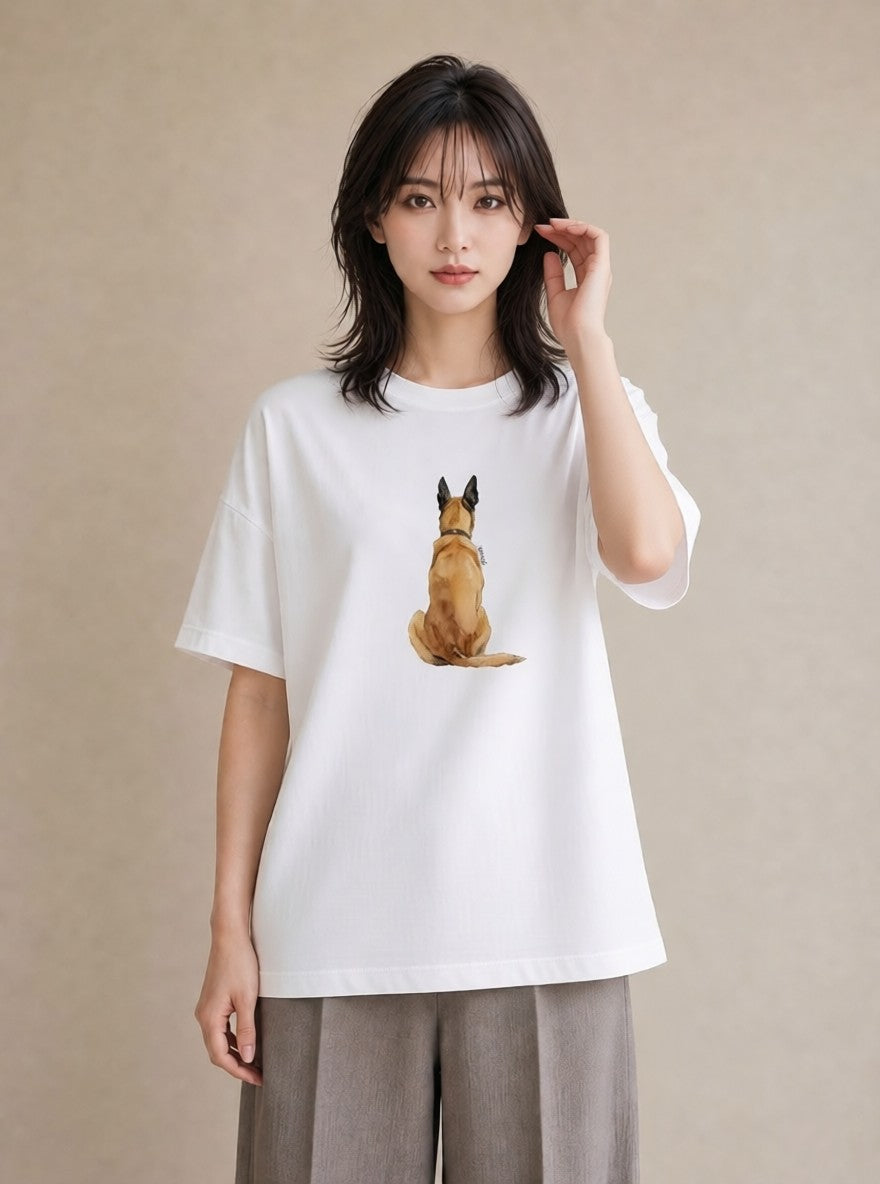 プリントTシャツ レディース ジャーマンシェパード 犬 いぬ イラスト ゆるコーデ お出かけ 普段着 白T YMAZO