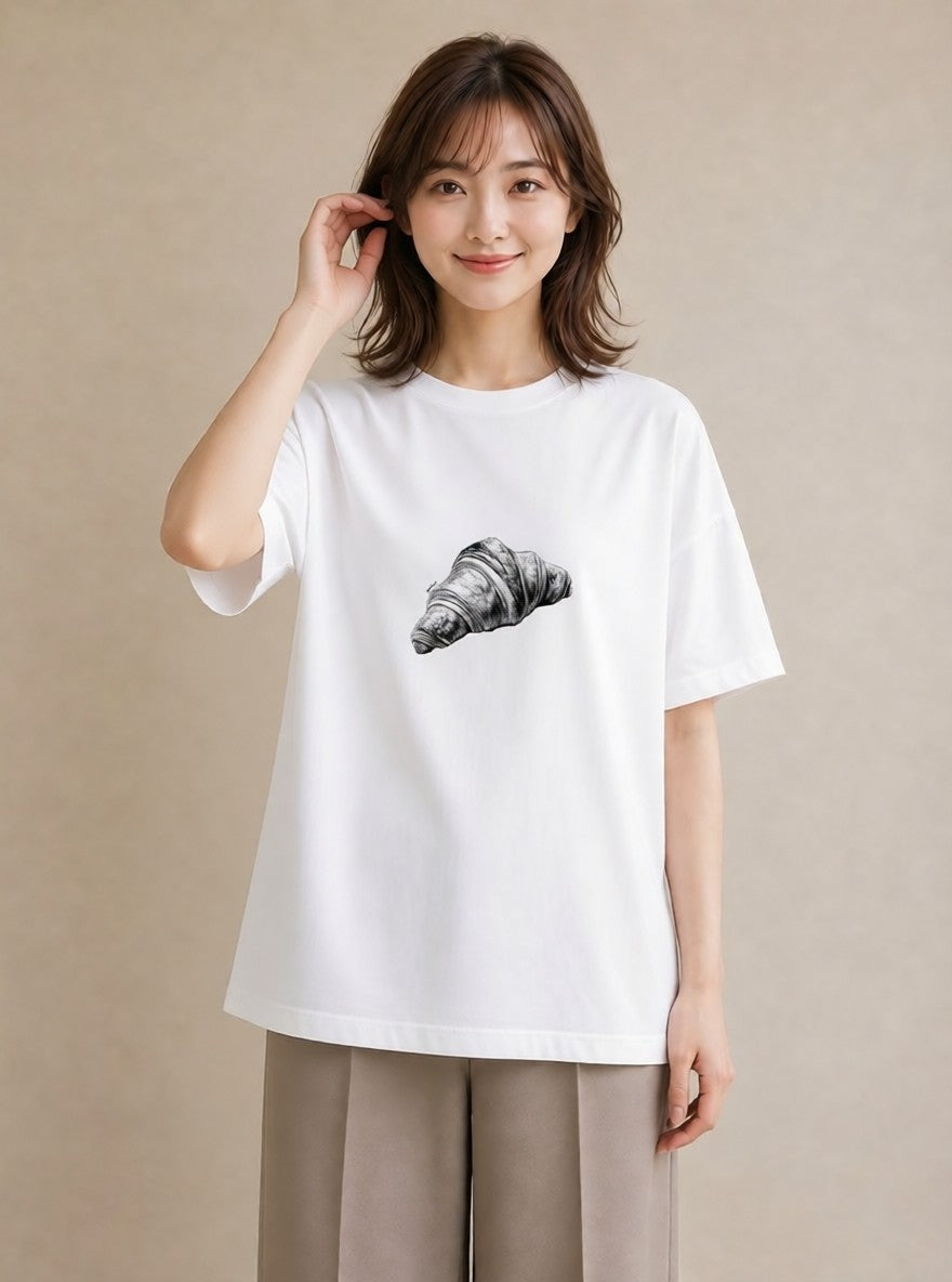 半袖Tシャツ レディース パン ベーカリー イラスト 可愛い 敬老の日 ホワイトデー 白T YMAZO