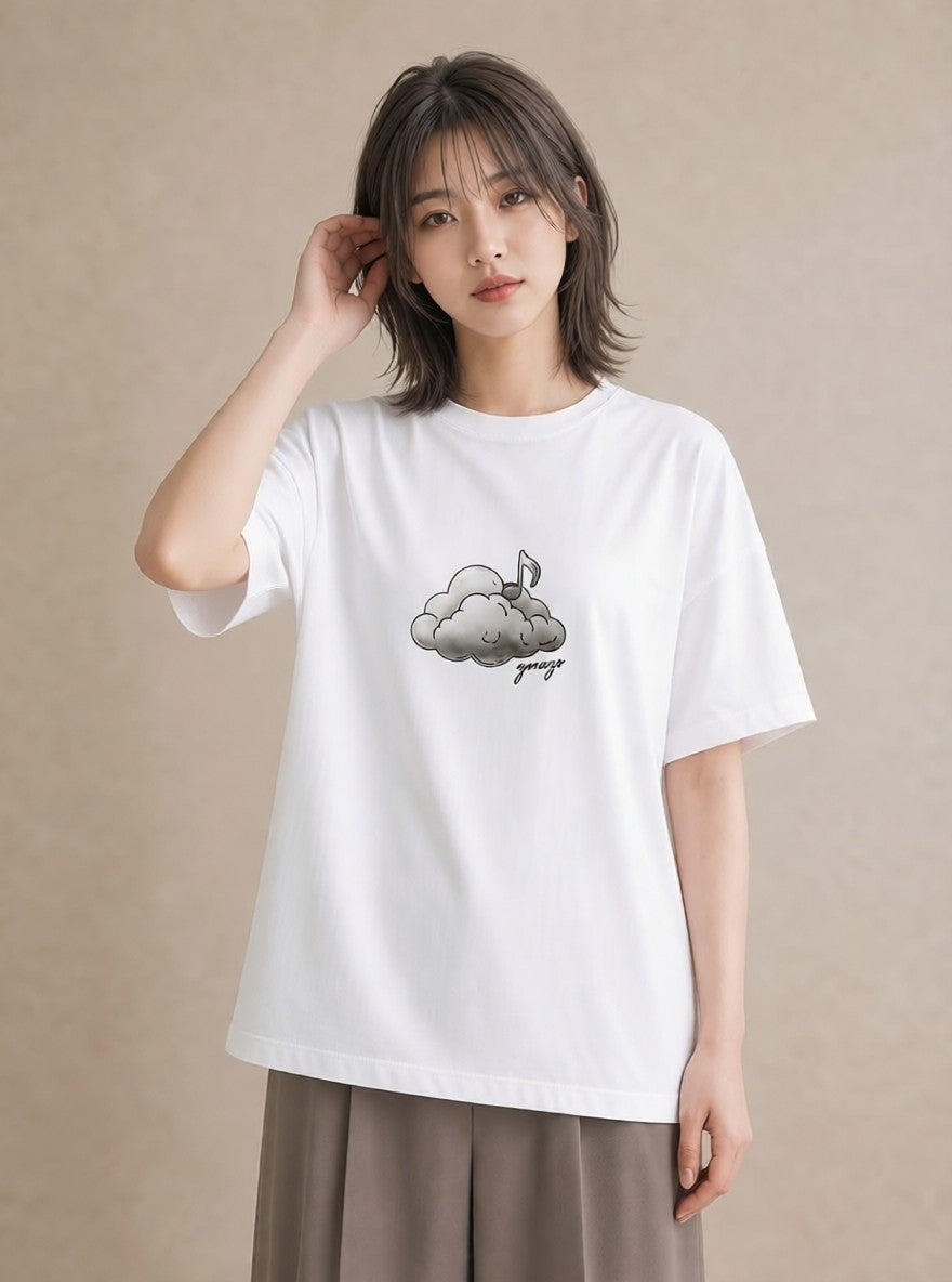 Tシャツ レディース 空 星空 宇宙 イラスト 淡色 ホワイトデー 春服 白T YMAZO