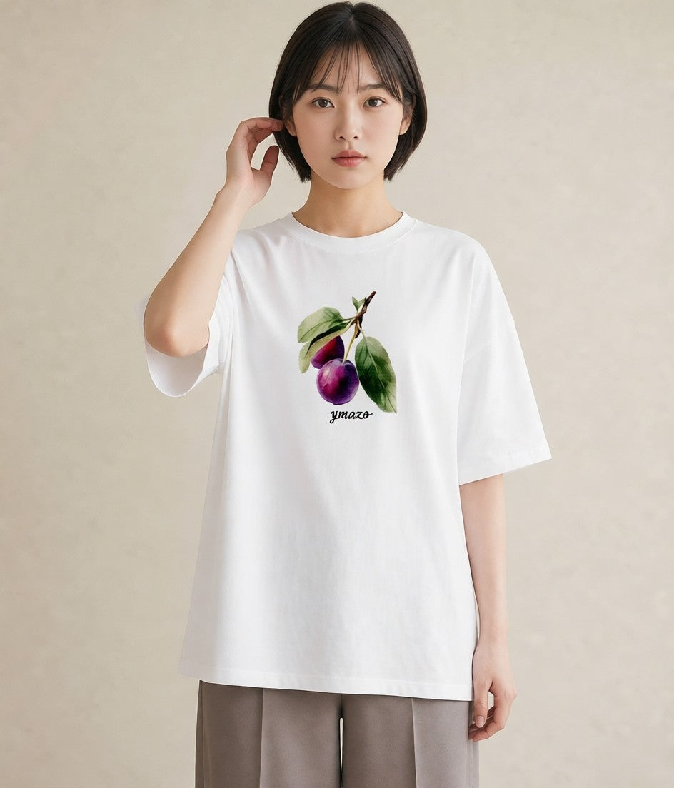 デザインTシャツ レディース さくらんぼ チェリー 食べ物 フード イラスト シック 女性 旅行用 白T YMAZO