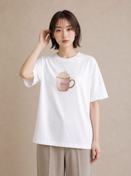 Tシャツ レディース 抹茶 食べ物 フード イラスト レトロ 秋コーデ おしゃれギフト 白T YMAZO