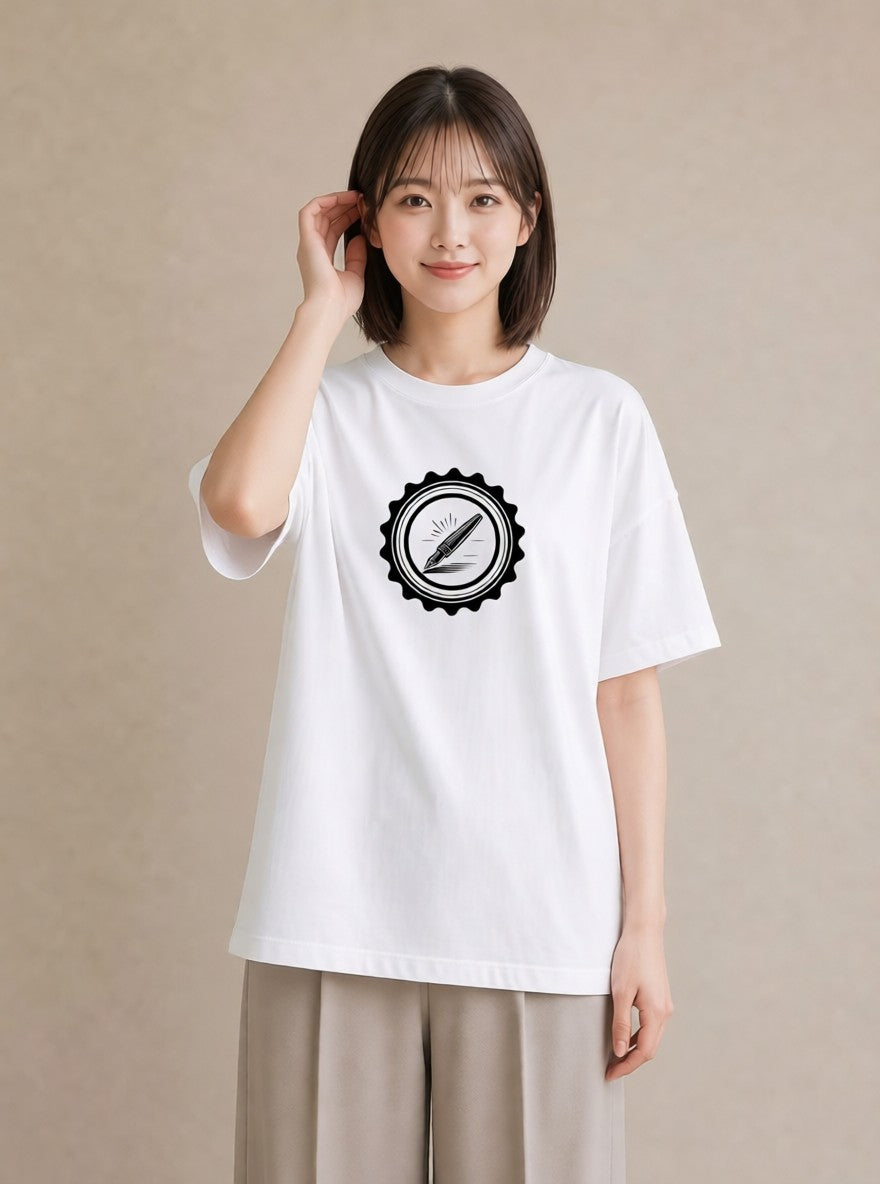 Tシャツ レディース 封蝋 手紙 アンティーク ナチュラル イラスト フェミニン 通勤 在宅 白T YMAZO