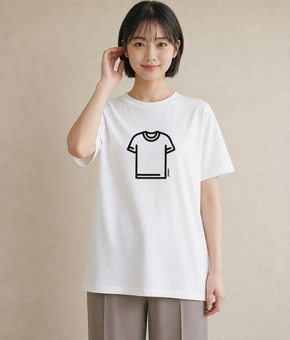 Tシャツ レディース パールピアス アクセサリー ナチュラル アンティーク イラスト ユニーク 休日 ペアコーデ 白T YMAZO